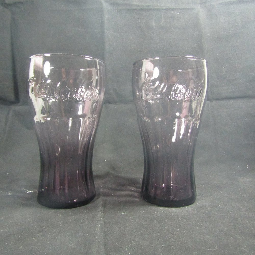Set of 2 Vntg Coca-Cola Purple Glasses